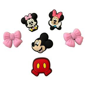Disney Mickey & Minnie Mouse Crocs Charms Jibbitz Set Of 6 Rubber Shoe Accessory